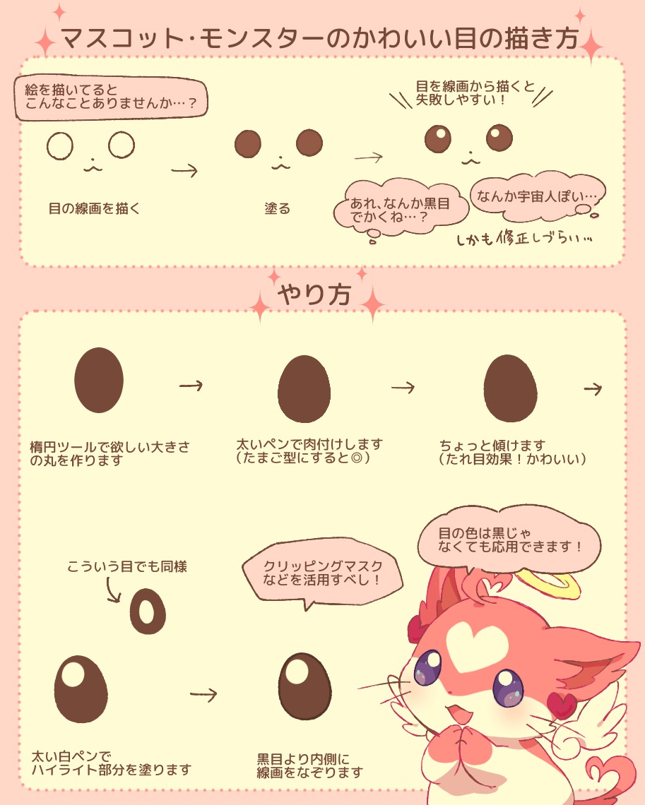 自己流ですがマスコット ケモノ モンスターの 可愛くなる目の形の描き方 を簡単に 麦田このみ イラストレーターのイラスト 自己流ですがマスコット ケモノ モンスターの 可愛くなる目の形の描き方 を簡単に 麦田このみ イラストレーターのイラスト