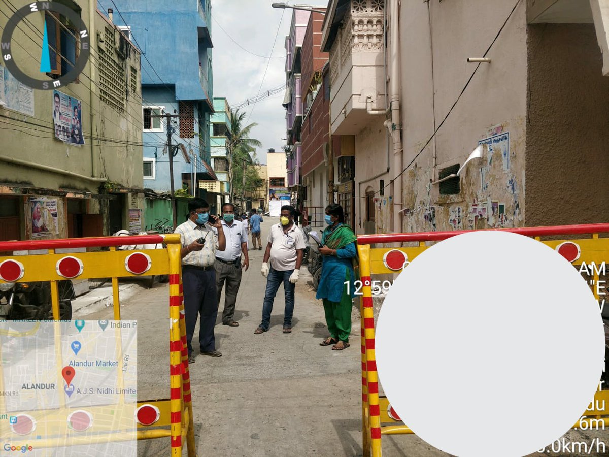 5) Perimeter Control.Temporary barricades are being put in the streets immediately close to the reported  #COVID2019 positive houses and influx and efflux of vehicles are restricted. Also it is ensured that there is no scarcity of necessary provisions.