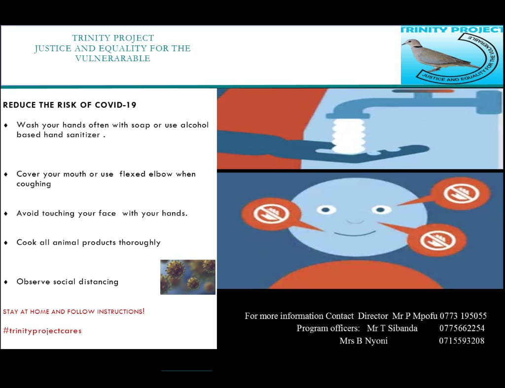Caring for children and keeping them safe is a shared responsibility.Together🤝we can safeguard children’s rights. <a href="/covid/">CoviD P. NA</a>-19🦠 #trinityprojectcares #stayathomezim <a href="/MpofuPumulani/">Pumulani Mpofu</a> <a href="/Thabani16820259/">Thabani Sibanda</a> <a href="/cedarfund/">CEDAR Fund</a> <a href="/263Chat/">263Chat.com 🇿🇼</a> <a href="/ZBCNewsonline/">ZBC News</a> <a href="/zet_uk/">Zimbabwe Educational Trust (ZET)</a> <a href="/MoHCCZim/">Ministry of HealthZW</a> <a href="/WHO/">World Health Organization (WHO)</a> <a href="/WHO_Zimbabwe/">WHO Zimbabwe</a> <a href="/citezw/">CITE</a>