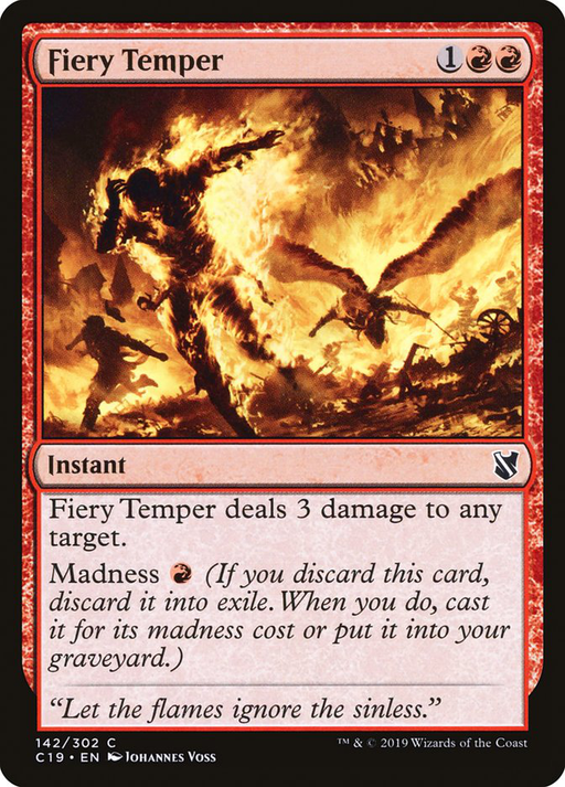 DailyMTGcards's tweet photo. Card name: #FieryTemper
Card type: Instant
Edition: Commander 2019 (C19) Nº 142
#MTG #MagictheGathering #MTGArena #EDH https://t.co/tq9m8dzNTl