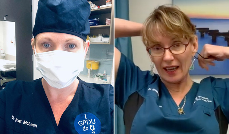 RACGP's tweet photo. Working on the #coronavirus frontline? GPs @Lady_Gwendoline (Dr Wendy Burton) and @drkatmclean (Dr Kat McLean) have some tips for managing your day and keeping you and your family safe. https://t.co/nPrC6MKU33 https://t.co/trpI4p7WD2