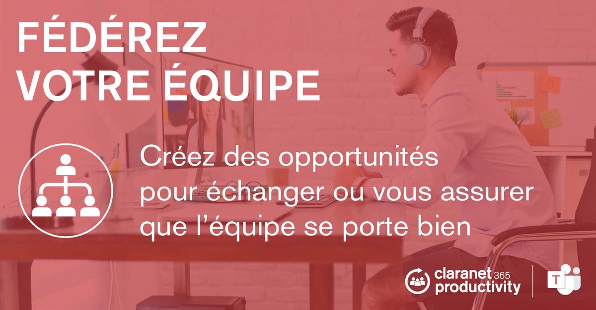Claranet_FR's tweet photo. La #checklist du #teletravail avec #Teams - Episode 2 : Fédérez votre équipe, créez des opportunités pour échanger #Microsoft #Office365 https://t.co/S7Gs2VTVi3 https://t.co/ojl5uPonKP