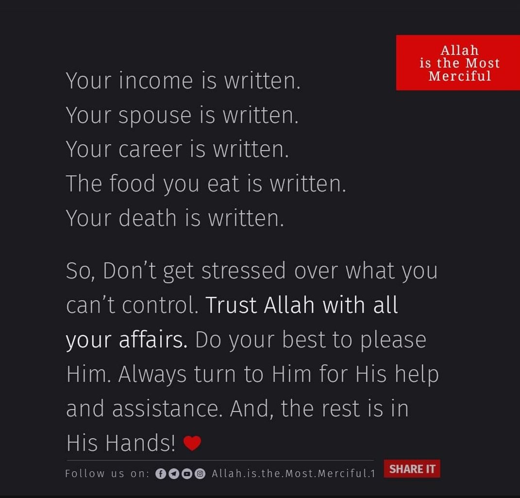 beighdayan114's tweet photo. Allah is creator of whole universe. He knows what is better for us. Have a https://t.co/UAMTB1OppY regular prayer. He will neve leave you in any bad situation... 
#stayconnectedwithAllah https://t.co/tzLF38YgE5