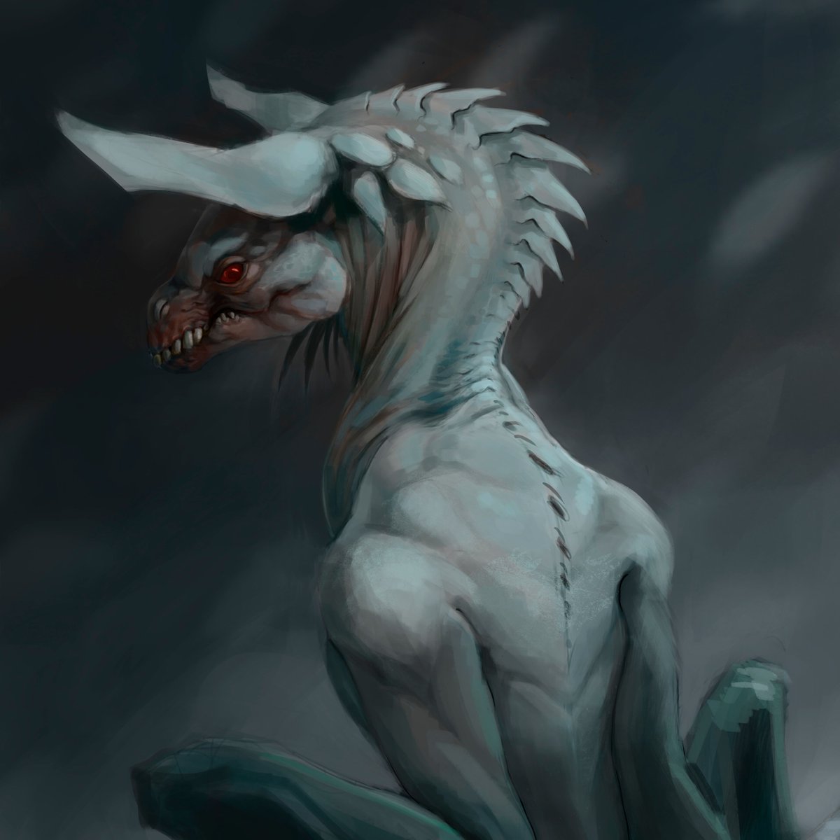 barbarafr1's tweet photo. Meet the Níveo! A small wyvern that eats rotten corpses and bones left from the Battle of a Thousand Crows. Hope you will like it! #art #fantasy #illustration #monster https://t.co/KgKMquunH1