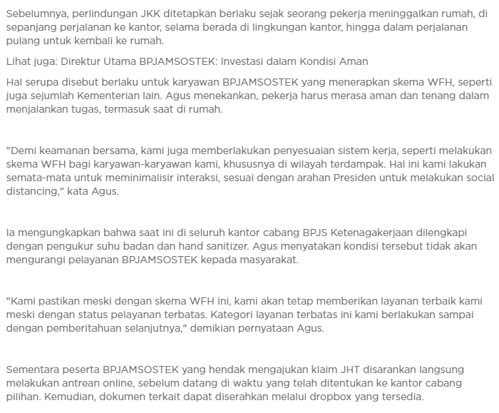 _novelia's tweet photo. Di kutip dari laman BPJAMSOSTEK- Demi menjamin kesehatan dan keselamatan pekerja BPJAMSOSTEK memberlakukan WFH (Work From Home). Jaminan kesehatan dan keselamatan pekerja yang bekerja dari rumah diberlakukan oleh BPJAMSOSTEK. https://t.co/zamhjurDpx