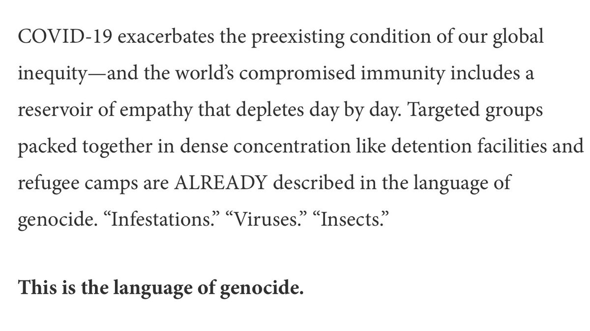 Just like the Rohingya Muslims in refugee camps, subject to a slow and ongoing genocide you’ve never heard of — at the hands of a government headed by a Nobel Peace Prize winner. And now  #COVID19 is here to help Aung San Suu Kyi with the process.  https://amandarogers.org/2020/03/29/the-social-distancing-of-a-casual-genocide/