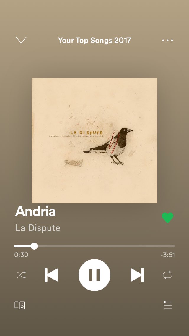Day 4: A song that reminds you of someone you’d rather forget Well maybe it sounds sloppy but i dont really have anybody i would like to forget. I believe everybody came into my life for a reason and I wouldnt be who I am now without them. So here’s to that.Andria by La Dispute