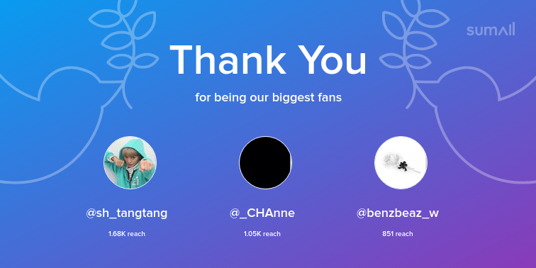 Our biggest fans this week: sh_tangtang, _CHAnne, benzbeaz_w. Thank you! via sumall.com/thankyou?utm_s…