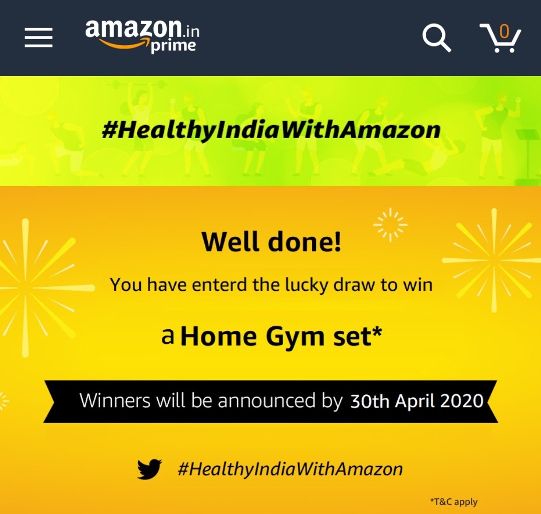 SaurabhSethi19's tweet photo. Just participated in #HealthyIndiaWithAmazon Quiz on @amazonIN
Hoping to get a Home Gym Set soon!! π
πͺ https://t.co/Qz9n390ATC