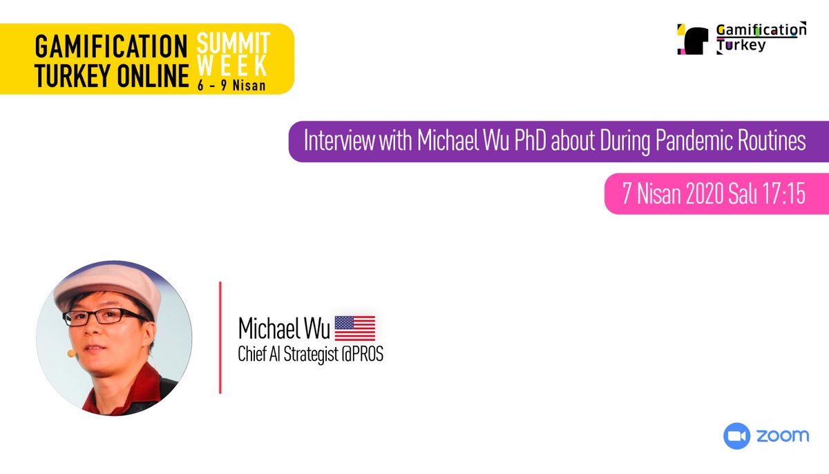 gamification_tr's tweet photo. Yapay zeka stratejisti Michael Wu ile “Pandemi Süresinde Rutinler” hakkındaki röportajımız 17:05'te. Michael Wu’ya sormak istediklerinizi https://t.co/dcAdch82eH’a girip GTOSW ile giriş yaparak bize konuşmadan önce gönderin, biz de Michael’e soralım.
#Gamification #GTOSW https://t.co/MORIFxIZIg