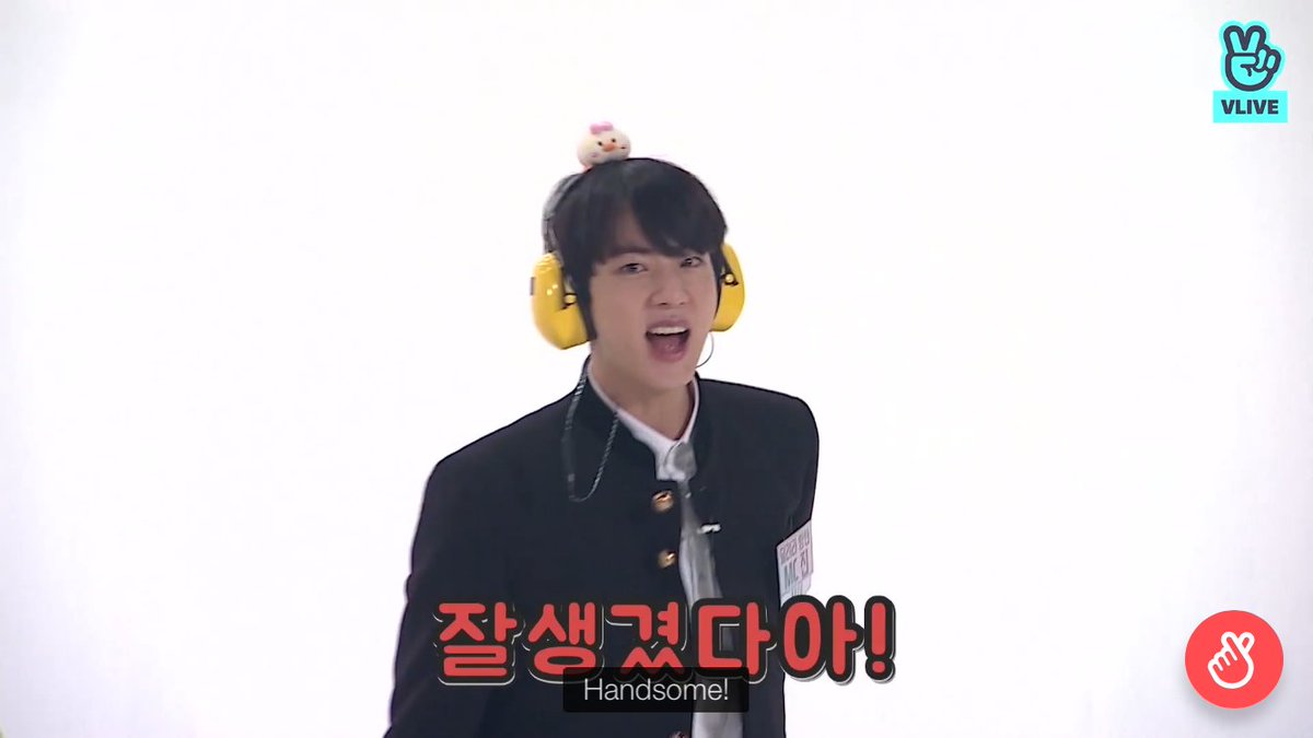 Or the famous Shouting in Silence game from the same episode, where the players needed to pass a word down the line while listening to loud music like a game of telephone. Despite being provided incorrect clues, Jin managed to correctly guess 3 different times:"Handsome"