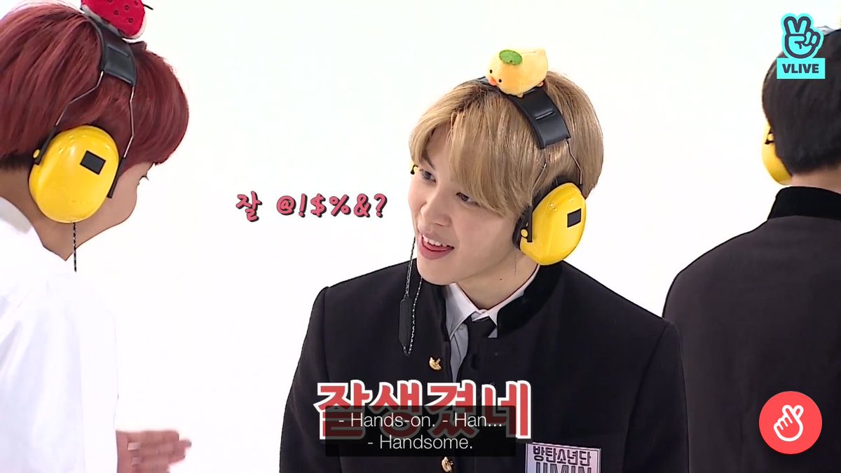 Or the famous Shouting in Silence game from the same episode, where the players needed to pass a word down the line while listening to loud music like a game of telephone. Despite being provided incorrect clues, Jin managed to correctly guess 3 different times:"Handsome"