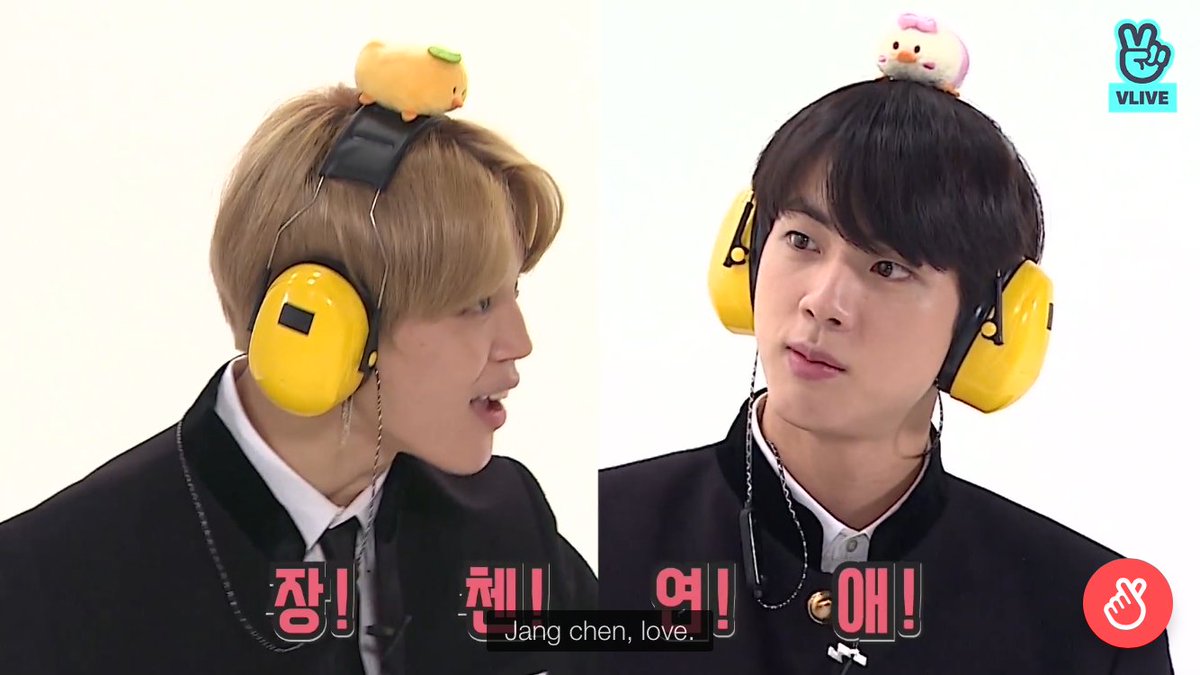 Or the famous Shouting in Silence game from the same episode, where the players needed to pass a word down the line while listening to loud music like a game of telephone. Despite being provided incorrect clues, Jin managed to correctly guess 3 different times:"Handsome"