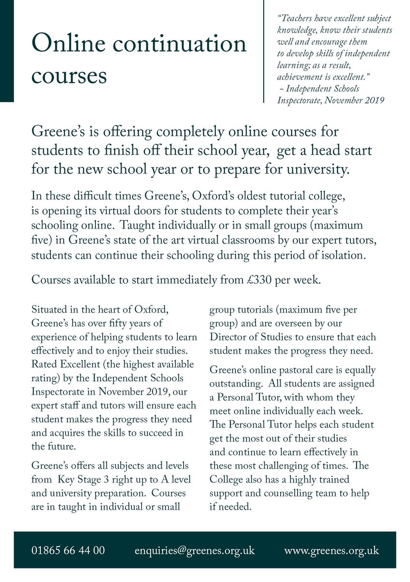 We have a raft of online courses available in our state of the art virtual classrooms taught by our expert tutors - more here👇
greenes.org.uk