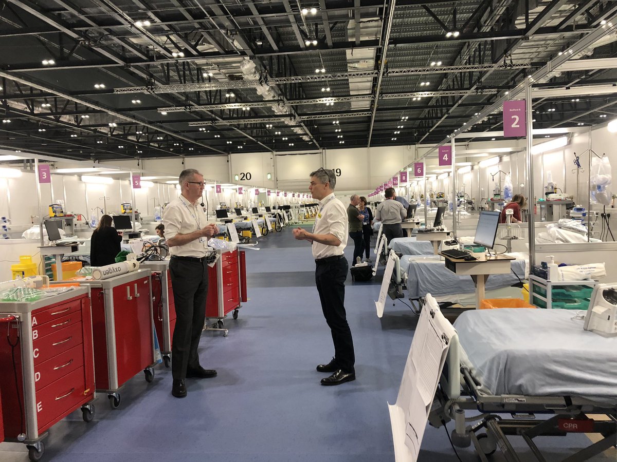 Our first group of staff in the Nightingale #NightingaleHospital - expecting patients later today - so proud of our fabulous team