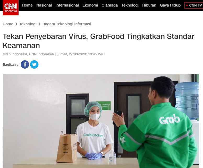 _novelia's tweet photo. Kasus virus covid 19 menyebabkan beberapa kebutuhan layanan bagi masyarakat menjadi terhambat, dalam hal ini dibutuhkan usaha lebih agar layanan kepada masyarakat tetap berlanjut. Seperti Grab Indonesia yang menerapkan beberapa prosedur keamanan dan kebersihan makanan. https://t.co/PbKKsxJmAq