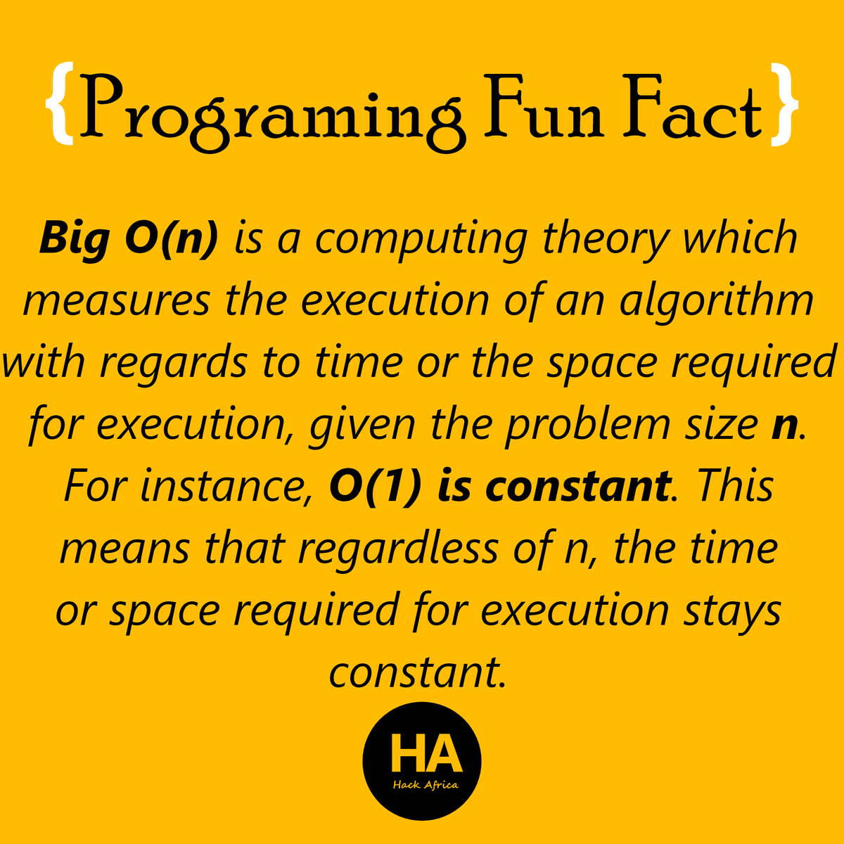 10XWomenToTech's tweet photo. Happy Tuesday! How was day one of the week?
Today, we learn about Big O(n) which is one of the most popular ways to measure the time or space needed to execute your algorithm.

#womenintech #blackwomenintech #10xwomenintech #girlswhocode #womeninstem #womentech #coder #stemsquad https://t.co/nENt8qIm52