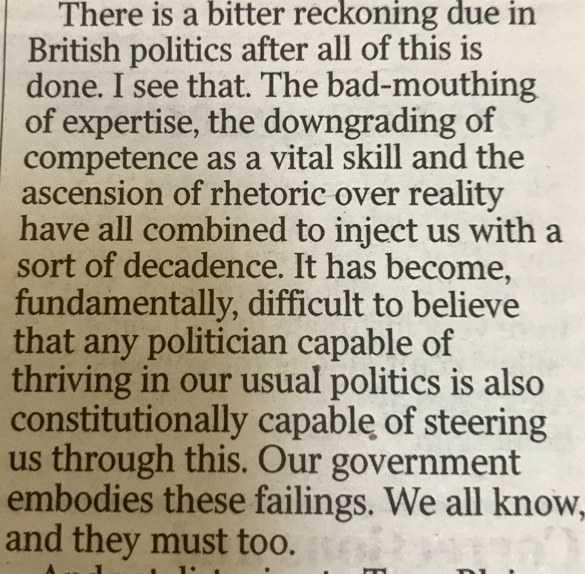 mrjamesob's tweet photo. Perfectly put by ⁦@hugorifkind⁩. https://t.co/kfIHdZS9U4
