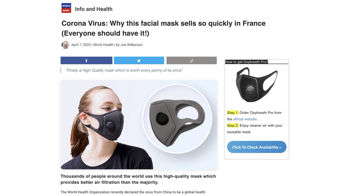 Good morning Twitter! Ready for a new thread?Some people see the  #Covid19 pandemic as an opportunity to make money on people fears. Someone on the Internet decided to sell the Oxybreath Pro, a "high-quality" crap. Let's find this assh*le 