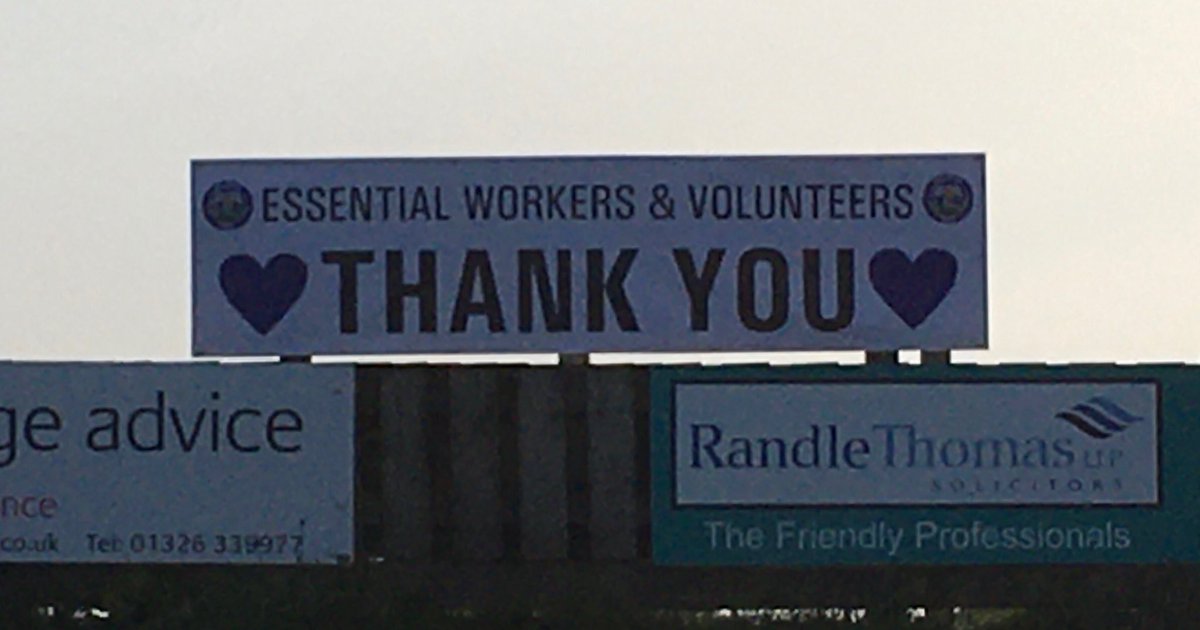 .From all of the committee and members of <a href="/HelstonAFC/">Helston Athletic FC</a> to every essential worker and volunteer across the board, we thank you 

💙💙💙💙💙💙💙💙💙💙💙💙

#thankyou