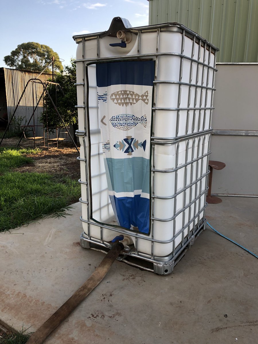 AlbertGorman1's tweet photo. Renovating our bathroom atm, only 1 bathroom in house. Shower problem solved #IBCchallenge https://t.co/NYDUNAs7zO