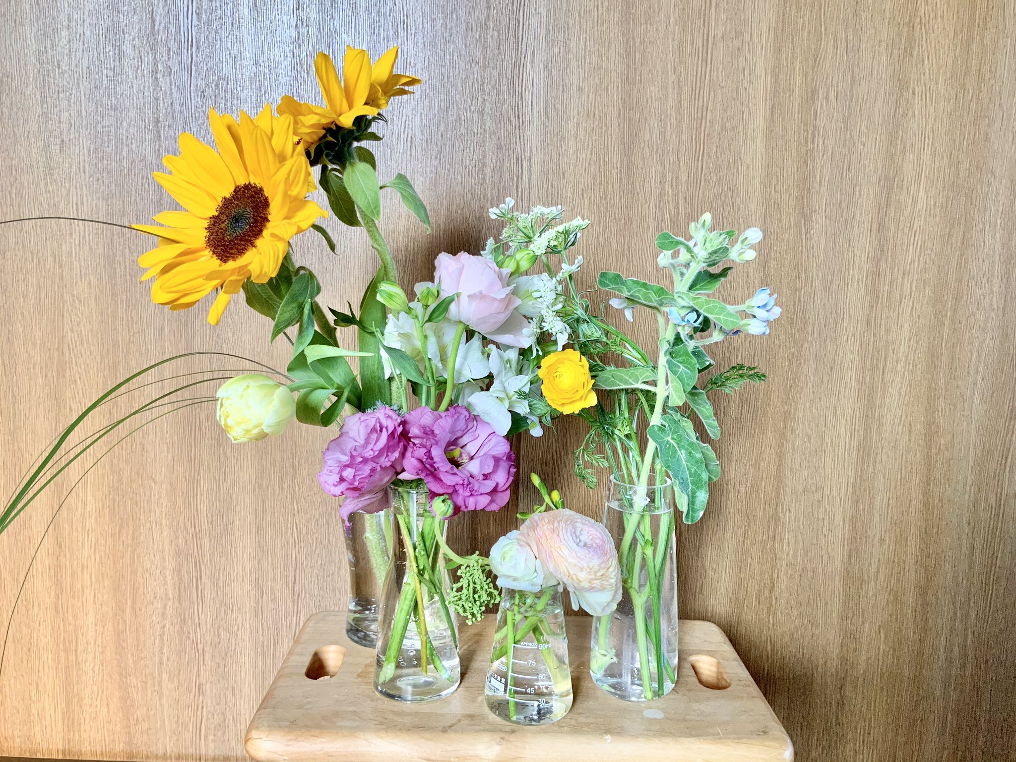 ℕ𝕒𝕟𝕒 昨日の 花活 です ささやか とは ちょっとずつ花の名前を覚えてます 昨日覚えたの はラナンキュラス あと イ アイオリ じゃないな この白いやつ ア行から始まる4文字くらいの名前 T Co C4wdsbxmxg Twitter