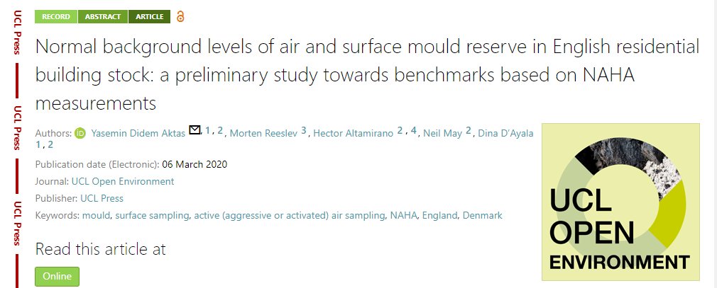 uclopen_env's tweet photo. Published "Normal background levels of air and surface mould reserve in UK residential building stock". Read the published article #mould #surfacesampling #airsampling #NAHA #England #Denmark #open access https://t.co/KcH4gGkngy https://t.co/d0BCrnbogv