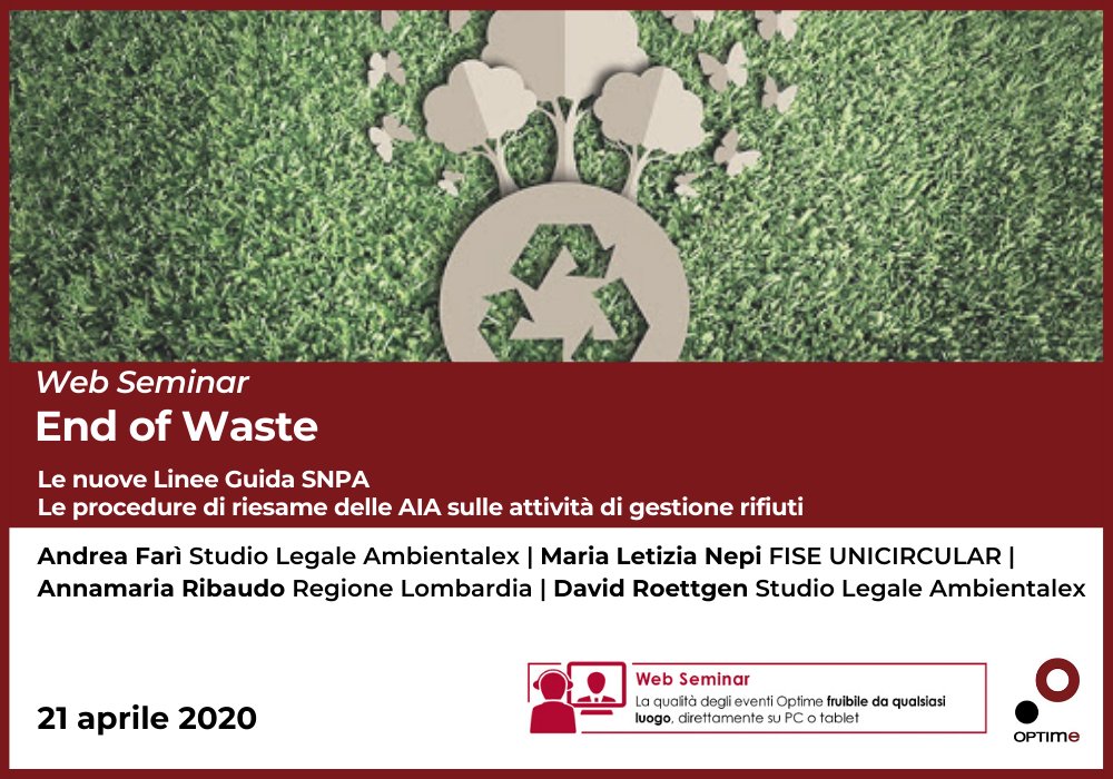 Verrà analizzato il nuovo quadro di giuridico di riferimento in materia di End of Waste, Legge n. 128/2019, che ha dato al Sistema Nazionale per la Protezione dell’Ambiente il compito di effettuare i controlli sugli impianti di recupero dei rifiuti . optime.it/iniziativa/web…