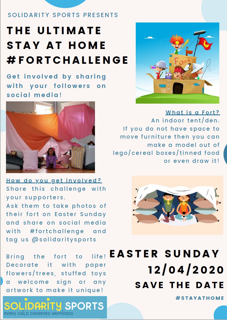SolidaritySport's tweet image. Get involved with our #FortChallenge this Easter Sunday! Let&apos;s get together while we #StayAtHome RT and share with your followers!