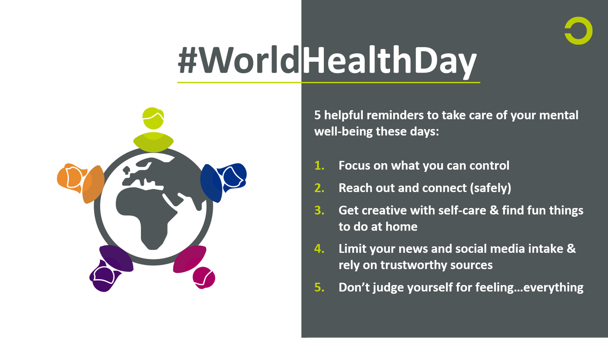 #WorldHealthDay

Taking care not just of your physical health, but also your #mentalhealth, seems more important than ever. 

The following key messages are helpful reminders for us taking care of our mental well-being these days.

#covid19 #stayhome #SupportNursesAndMidwives