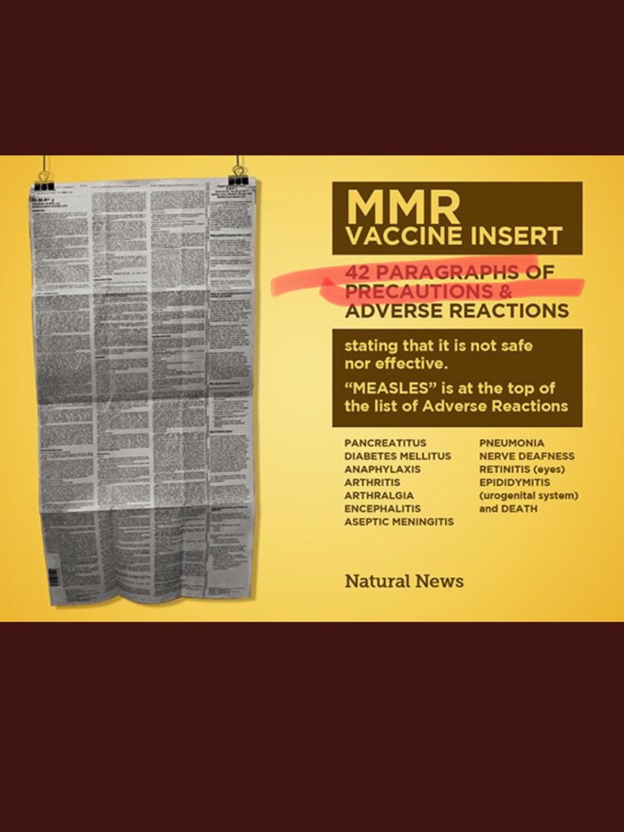 joandcooper1's tweet photo. The MMR vaccine insert that contains 42 paragraphs of adverse event reactions #vaccinedeepstate #vaccineinjury #informedconsent #vaccineskill #autism #globaldelay #developmentaldelay #itsfuckuped https://t.co/3VlK9E5rQu