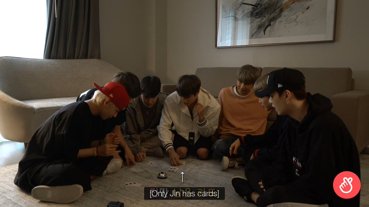 Jin is also a master of Halli Galli, a game where players flip cards over to show different numbers of fruits and ring a bell when there are exactly 5 of a kind. It requires speed, fast reflexes, and focus. When BTS has played this in Run episodes 37 and 68, Jin has always won