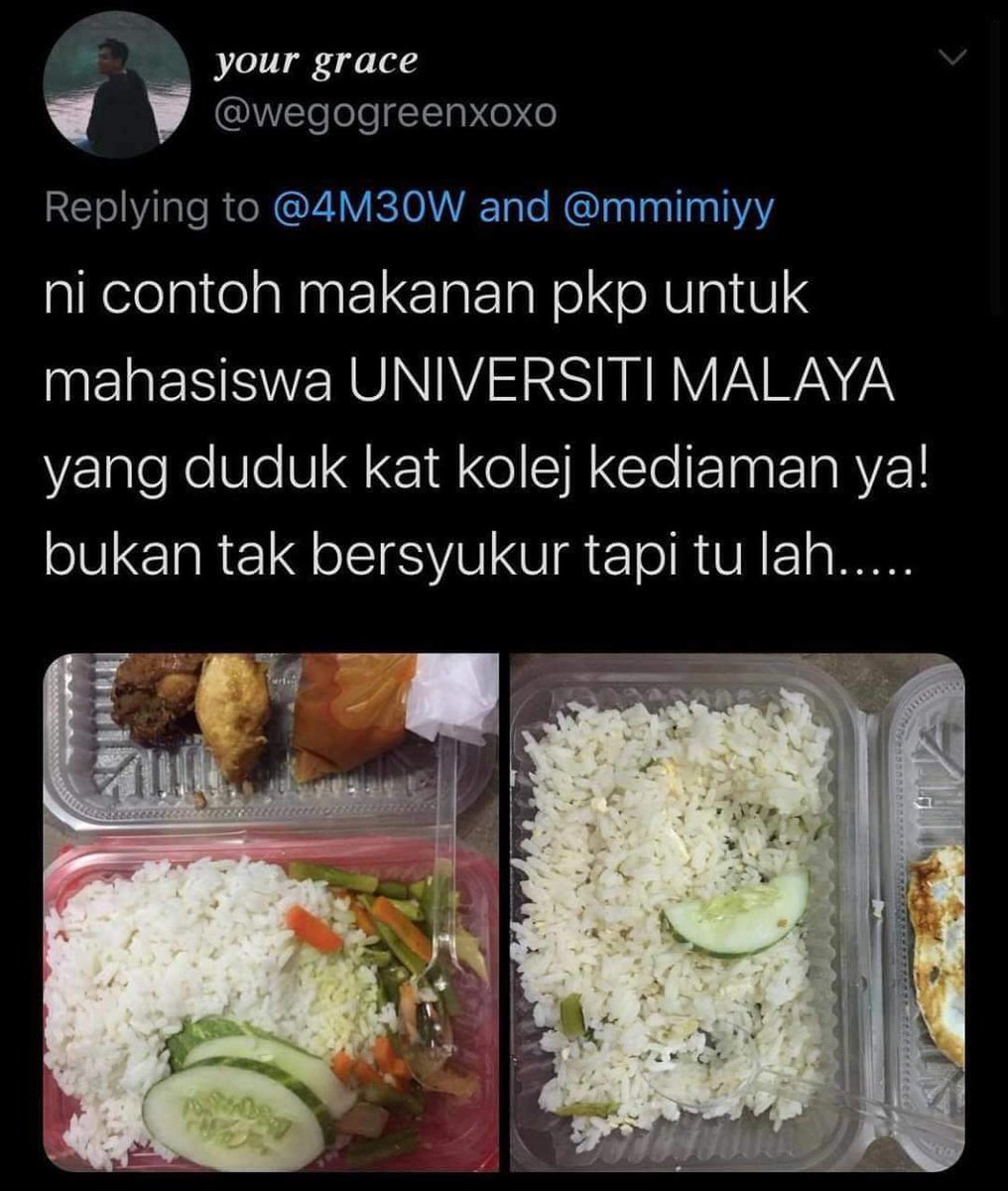 adamapis's tweet photo. Haa ni budak tweet kabonye xckup mkn sbb xdpt makan sedap2 ..sbb die student UM die nak kne layan mcm org bader2 .. weii , musim PKP ni bsepah org xdpt makan tahu tak ..simpan sikit noob tu jgn smpai yg lain ikot 🤷 https://t.co/Bx1BO5wxEV