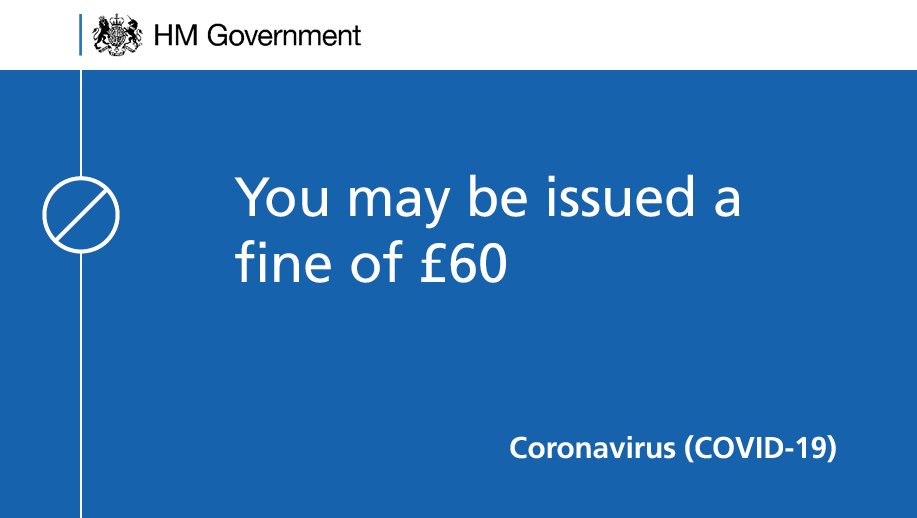 You may be issued a fine in the form of a fixed penalty notice of £60, which will be lowered to £30 if paid within 14 days (5/7)  #StayHomeSaveLives