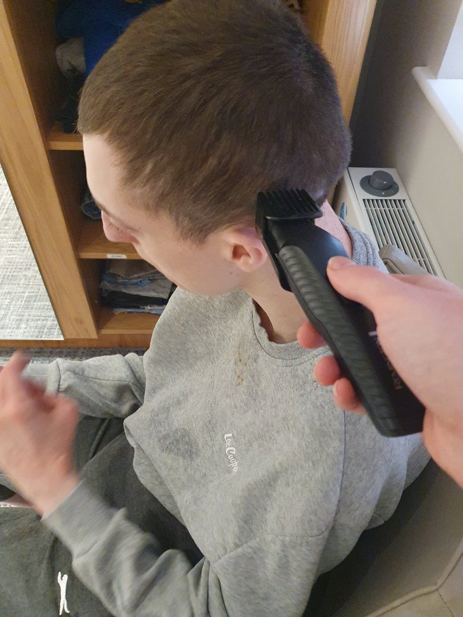 Cascade_Cohen's tweet photo. Carl wanted a spruce up today so asked Sam to trim his beard, eyebrows and his hair... we aren't sure who is braver but the result looks pretty good!! #samthebarber #haircut #springspruceup #freshtrim #enablenotlable #personcenteredcare #autismaware https://t.co/WlnJNWiQ3G