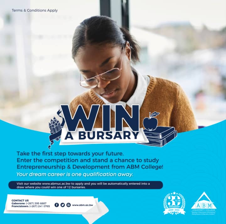 abm_university's tweet photo. @fifiemoenq Hi @fifiemoenq! Secure your future with a Bursary on us to study Entrepreneurship Development. Enter by downloading the competition form @ https://t.co/j1hWpHxz5y and sending it to info@abm.ac.bw! https://t.co/j5j9HTVFJn