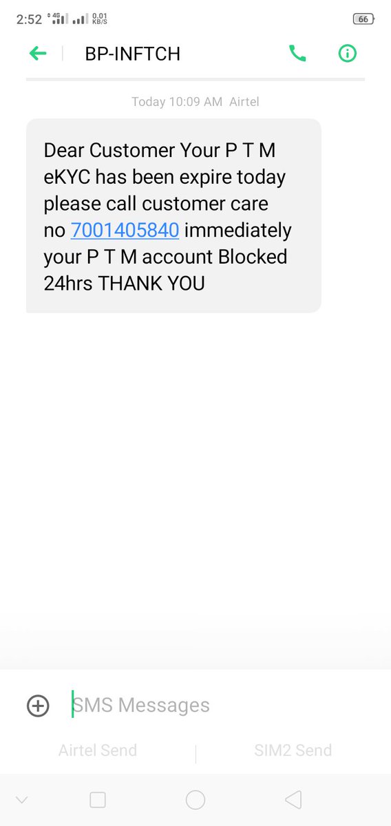 AshwinChavda96's tweet photo. @Paytmcare I have received text message that as below, please do the needful. https://t.co/3TXHra0GlB