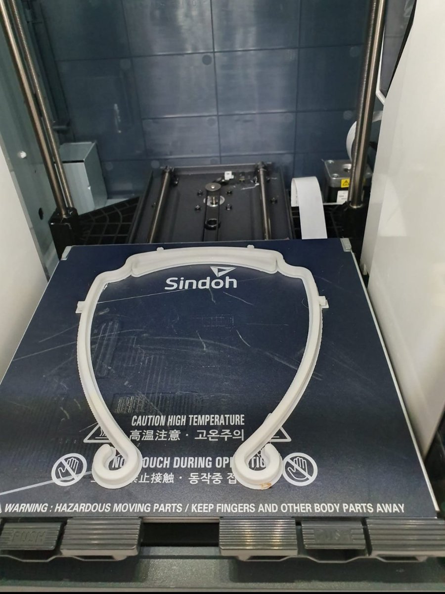 Mr Kelleher has been busy with the 3d printer making our first batch of faceshield frames for our frontline Heroes. They will be collected and delivered to frontline services in Kildare &amp; South Leinster. Will be using the laser cutter soon also. Thank you to all frontline staff.