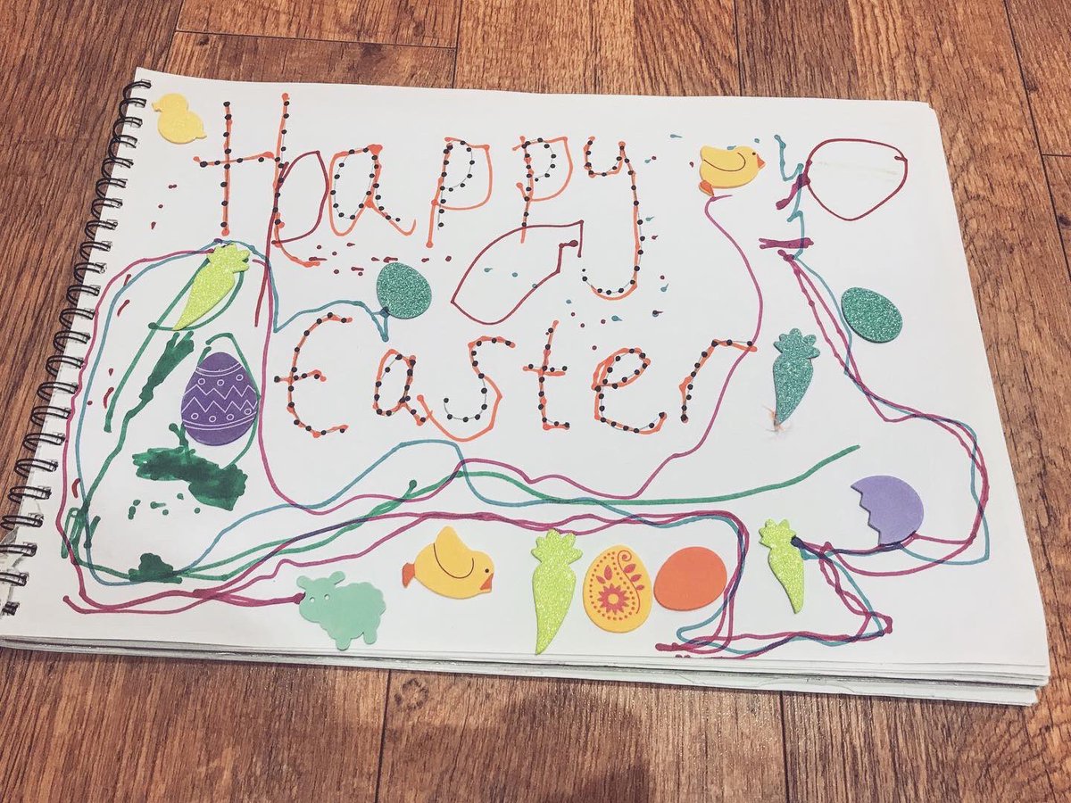 LeanneJTaylor89's tweet photo. Olivers Easter poster โจ #eastercrafts #easterposter #practisingwriting #learningthroughplay #olivercalder #nursery @school_ws @NurseryWs https://t.co/pCPu8Qk1Ab