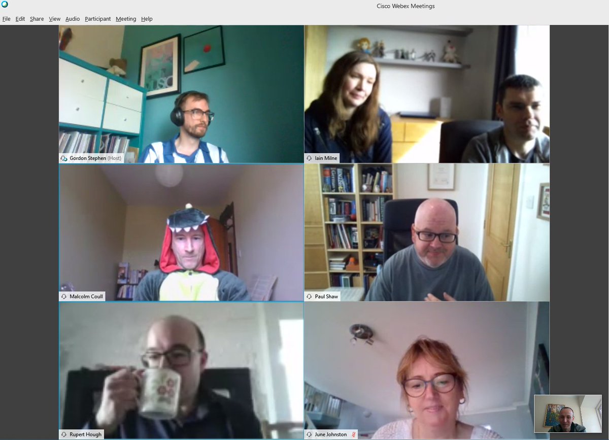 BazRaubach's tweet photo. Another @HuttonICS coffee meeting. Increasing number of people in #onesies. This is the start of the end...
#spottheweirdo https://t.co/oCYl2gyqmZ