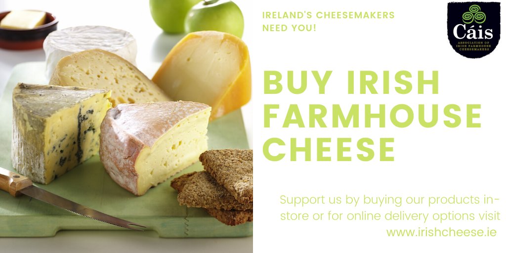 caisireland's tweet photo. Looking for a tasty treat to get you through these difficult days? #IrishFarmhouseCheese is available for delivery to your home &amp; in many retailers around the country. For a  list of Cáis members &amp; online delivery options visit https://t.co/1Nl9TPnKzV  #BuyIrish #SupportLocal https://t.co/AbJ0vQACrK