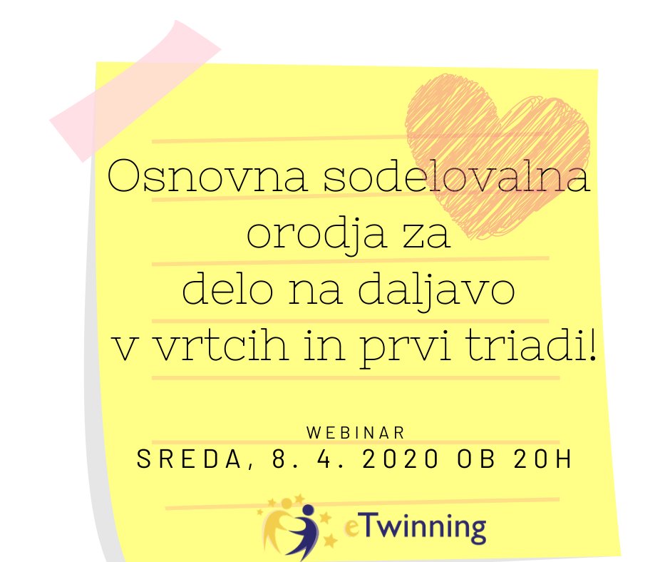 eTwinningSI's tweet photo. Pridružite se nam na webinarju #etwinning v sredo, 8. 4. ob 20h na povezavi: https://t.co/Ux5ouukObk. Ogledali si bomo kako posneti, urediti in objaviti video na YouTube, kako pripraviti, in pošiljati navodila staršem, kako posneti zvok ter socialno omrežje Pinterest #CMEPIUS https://t.co/6FehNZdFmX