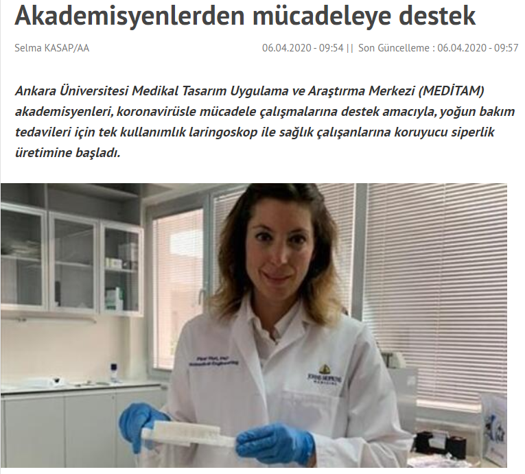 MeditamAnkara's tweet photo. MEDİTAM bünyesinde gerçekleştirdiğimiz tek kullanımlık tıbbi cihaz üretimi medyada yerini almaya başladı.
@PinarHuri @CagdasOto @kayaburak #3BoyutluDestek #koronaturkiye #Covid2019TR 
Haberin devamı için:
https://t.co/5Fx8wNOQKC https://t.co/5BGGSXdxbi