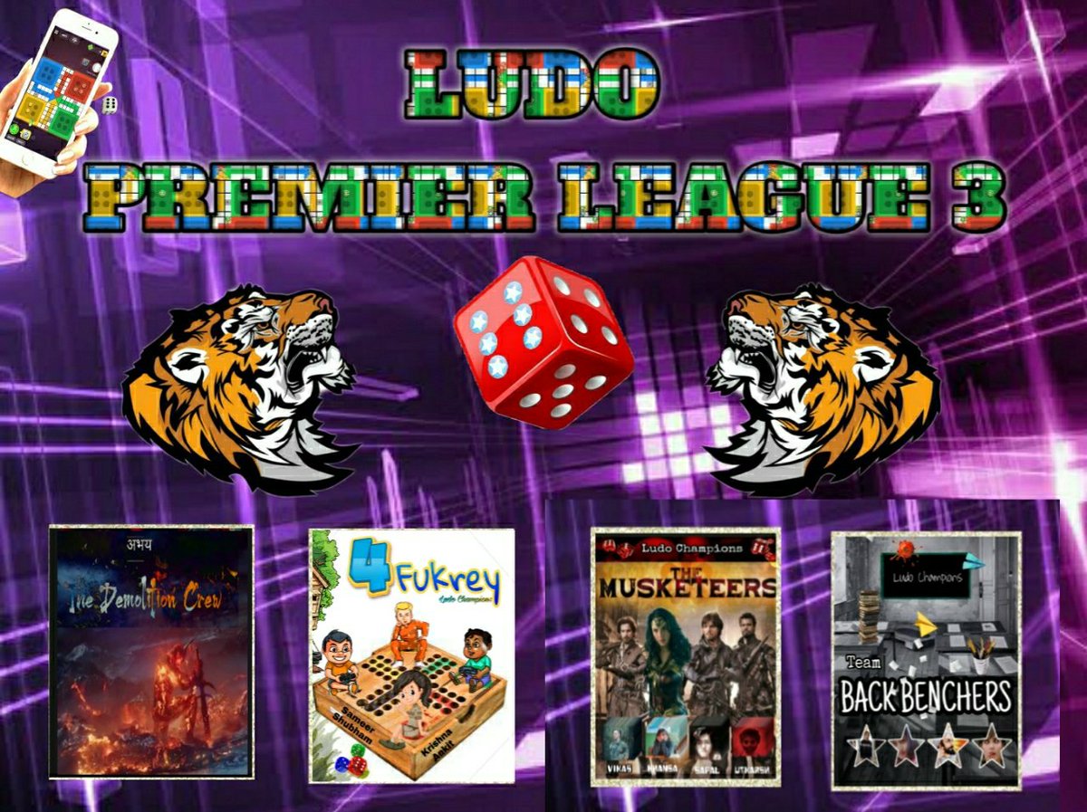 LazyySaket's tweet photo. Stage 02
Day02
Match 03
#DemolitionCrew
#4Fukrey
#TheMuskeeters 
#BackBemchers 

Today at 9:00pm.

#LudoPremierLeague
#LPL3 https://t.co/j7QfqhSOKi