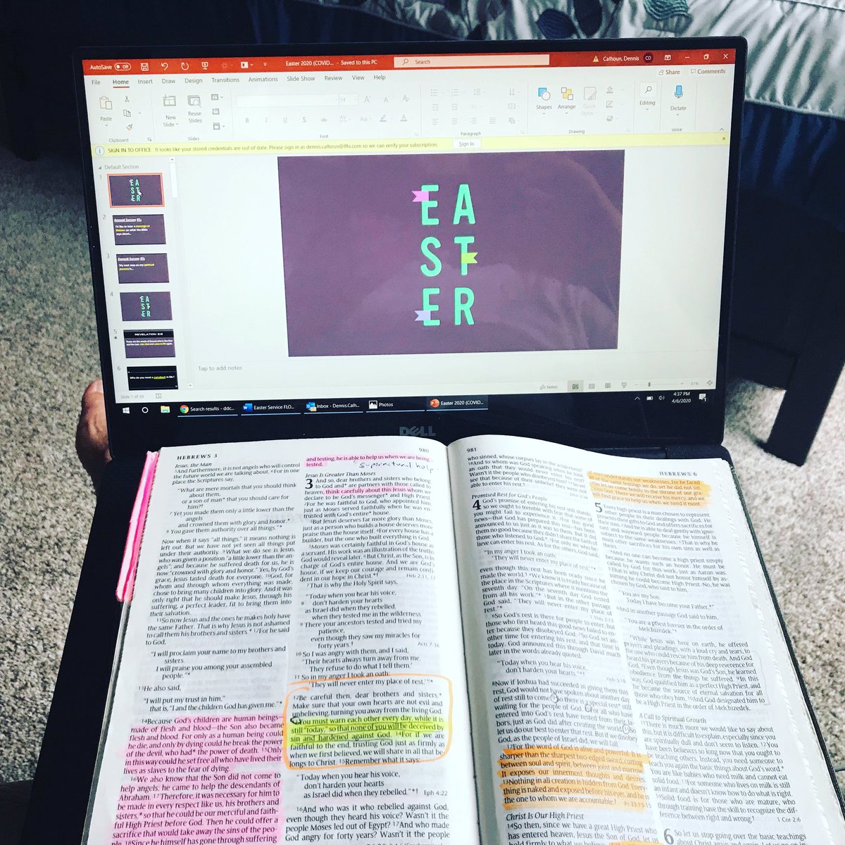 DenzCalhoun's tweet photo. Preparing all morning for a message of hope for this Easter! #Easter2020 https://t.co/5eUxKQCqGs