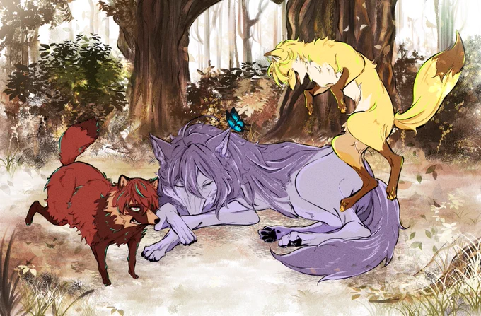 獣化 狸と狐子育てする狼3  成長しても変わらないスタイル 