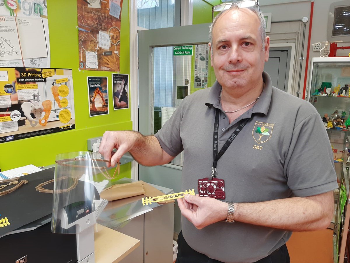 lighthallschool's tweet photo. Light Hall doing our bit for the NHS  - making 3D printed visors - big thanks to Jeremy Connaughton, our technician. #stayhomesavelives https://t.co/yGjM7s1Lfk