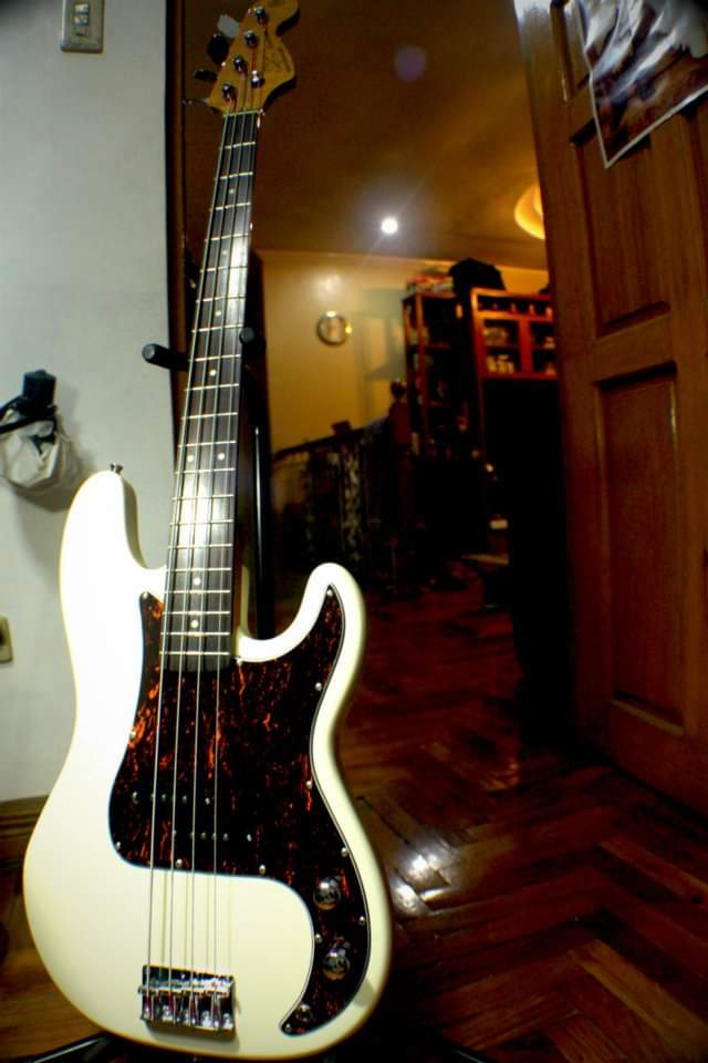 So this is actually an SX Precision Bass I bought in 2012. I had one bass before this but didn't really use it, so I regard this as my first "real" bass that I pretty much learned on. I did all my first auditions and shows with it.