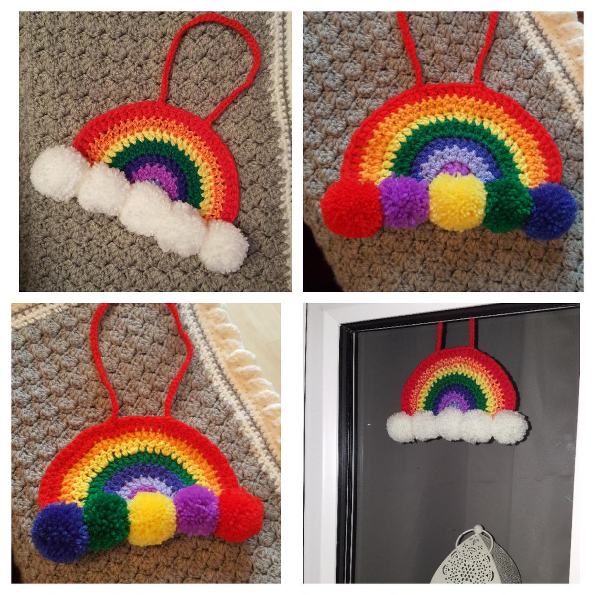 AltyFinches's tweet photo. #rainbowsofhope are a lovely idea. These have been crocheted by one of our parents 🌈 
#StayHomeSaveLives 
#nhs
#COVID19 
#lockdowncrafts https://t.co/pUMeUfQ7zL