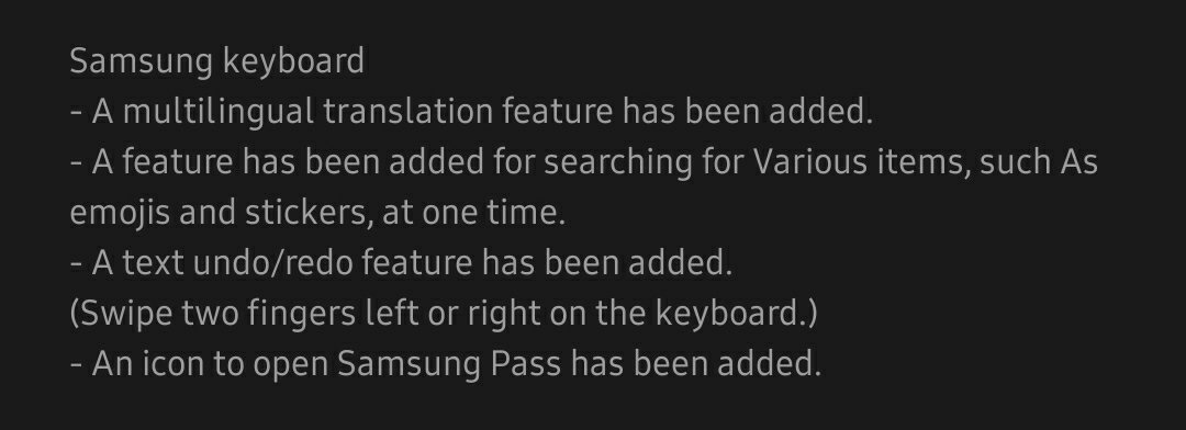 RizwanStWEET's tweet image. Samsung latest software update includes
- Undo/redo feature in @SamsungMobile keyboard
&quot;Swipe two fingers left or right on the keyboard&quot;
- #SingleTake #CustomFilter #ProVideo in S10 &amp;amp; Note10
#Samsung #S20 #S10 #Note10 #Update